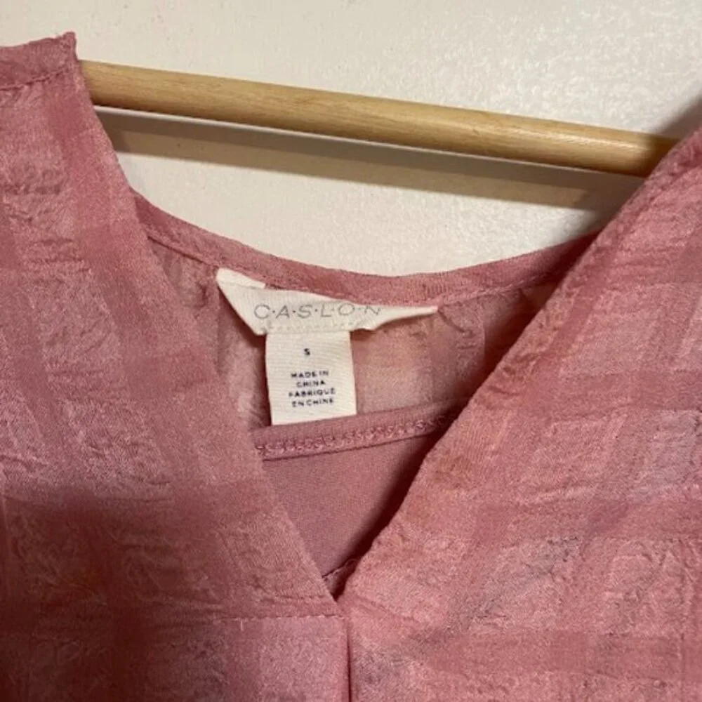 Caslon Pink Check Dusty Rose Textured Midi Dress - Size S - Picture 4 of 9